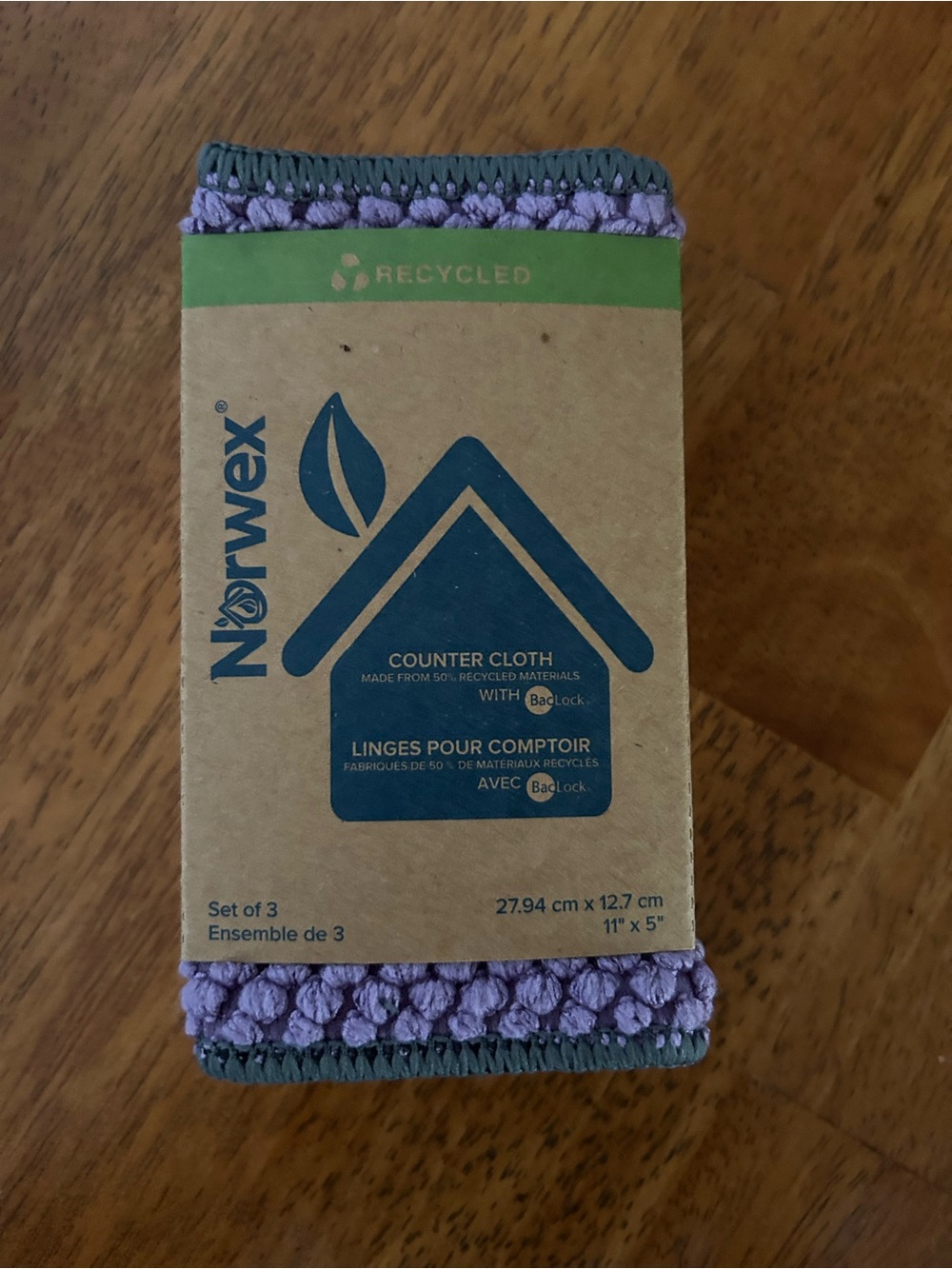 New-Norwex counter cloth 3 pack in eggplant, slate and teal.